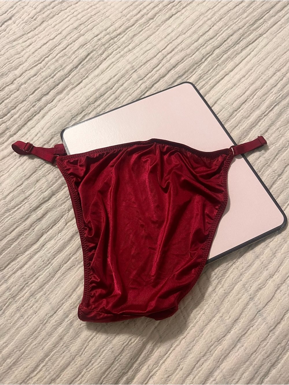 Victoria's Secret PINK Satin Bikini Briefs with Beaded Snake - Burgundy - Picture 3 of 7